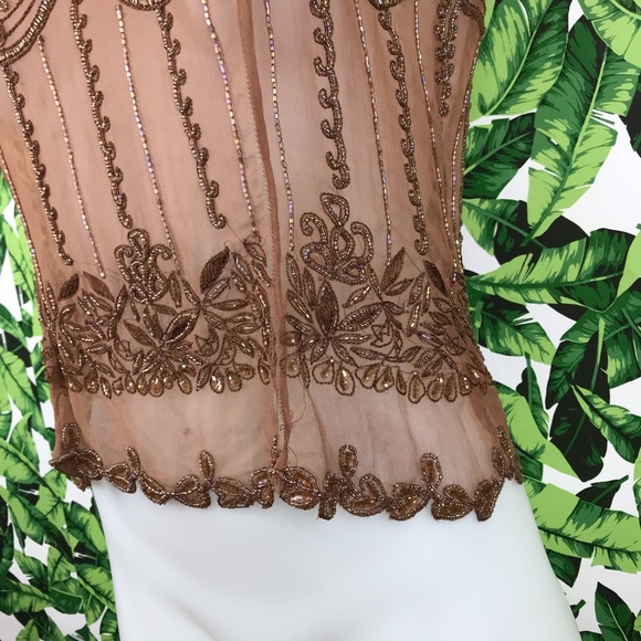 Calypso Christiane Celle Brown Sequined Silk Tank - Picture 2 of 6